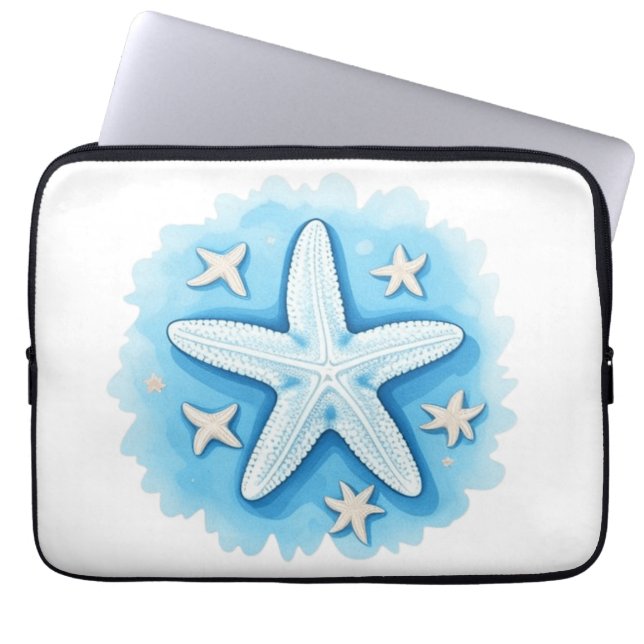 Funda Para Portátil Estrella de mar en azul (Frente)