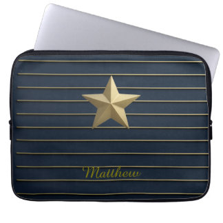 Funda Para Portátil Estrella dorada en azul marino