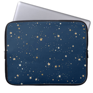 Funda Para Portátil Estrella dorada en el patrón de la noche azul
