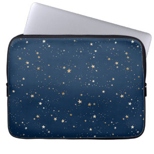 Funda Para Portátil Estrella dorada en el patrón de la noche azul