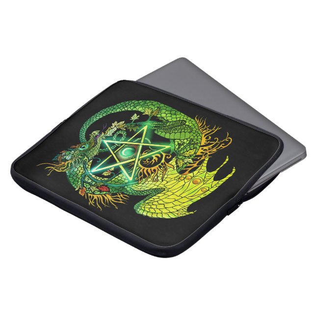 Funda Para Portátil Estrella/Dragón del Pentáculo de Art Nouveau (Superior anverso)