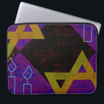 Funda Para Portátil Estrella feliz de Hanukkah de David menorah de Sli<br><div class="desc">Estrella feliz de Hanukkah de David menorah Dreidel Celebración artística Velas Hebreo Judío Chanukah regalos decoraciones Judaísmo cultura religión prácticas religiosas tradiciones diseño geométrico simbólico profundidad de contraste simetría de orden</div>