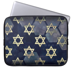 Funda Para Portátil Estrella múltiple Happy Hanukkah de SlipperyJoe de