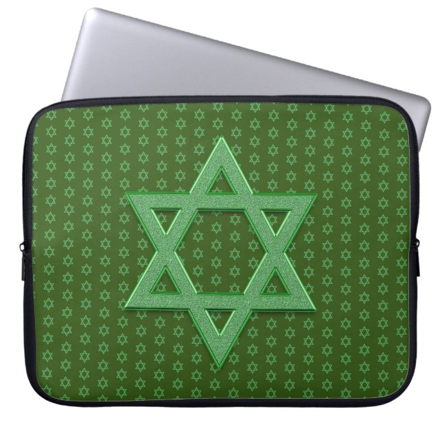 Funda Para Portátil Estrella Verde de David Seamless (Frente)