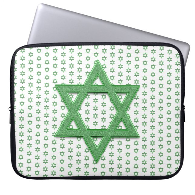 Funda Para Portátil Estrella Verde de David Seamless (Frente)
