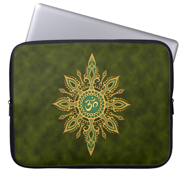 Funda Para Portátil Estrella verde de oro de Aum (Frente)