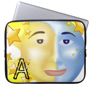 Funda Para Portátil Estrellas amarillas de la luna de sol de la laptop