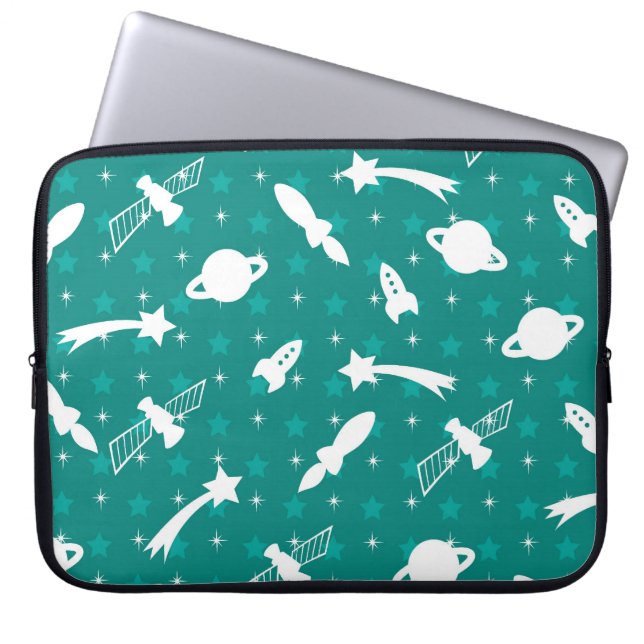 Funda Para Portátil Estrellas azules verde azuladas de los planetas (Frente)