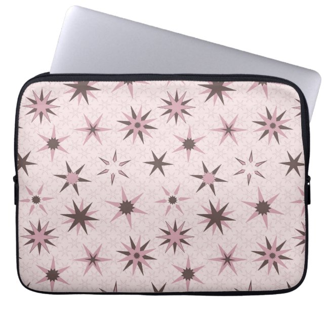 Funda Para Portátil Estrellas de Geo Rosa bonito - patrón. (Frente)