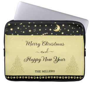 Funda Para Portátil Estrellas de Navidades brillantes de oro, trapos d