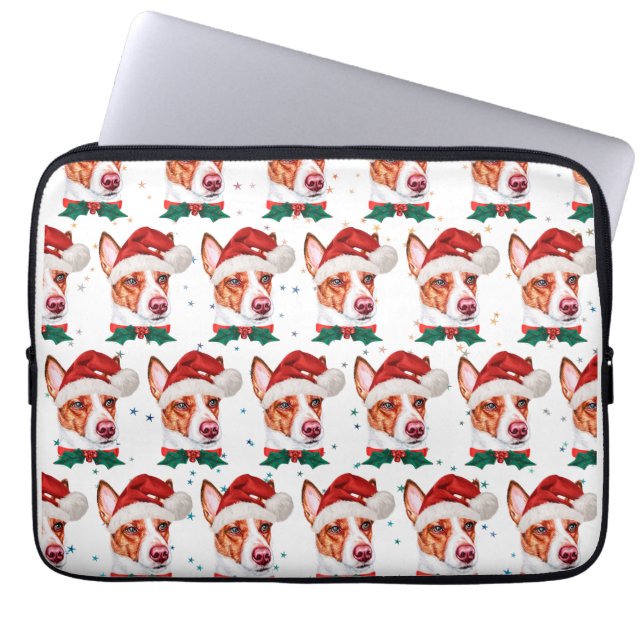 Funda Para Portátil Estrellas de Navidades de raza de perro de Podengo (Frente)