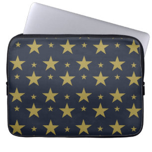 Funda Para Portátil Estrellas doradas sobre azul marino - Elegante y a