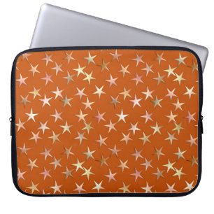 Funda Para Portátil Estrellas metálicas, tonos dorados pálidos y cobre
