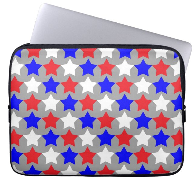 Funda Para Portátil Estrellas rojas blancas y azules (Frente)