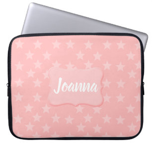 Funda Para Portátil Estrellas sobre monograma rosa o Personalizado de 