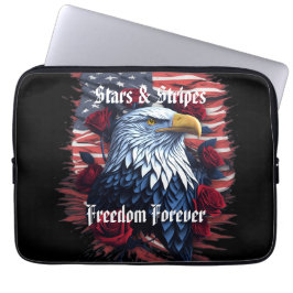 Funda Para Portátil Estrellas y bandas Bandera de Estados Unidos águil