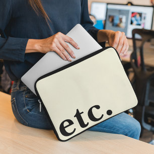 Funda Para Portátil etc. Limpiar la tipografía simple beige y negrita