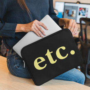 Funda Para Portátil etc. Tipografía audaz moderna en negro y amarillo