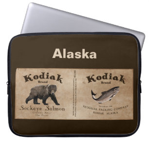 Funda Para Portátil Etiqueta Vintage Kodiak Salmon
