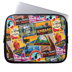 Funda Para Portátil Etiquetas de Viaje Vintage