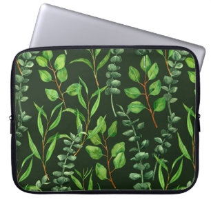 Funda Para Portátil Eucalipto sobre verde oscuro