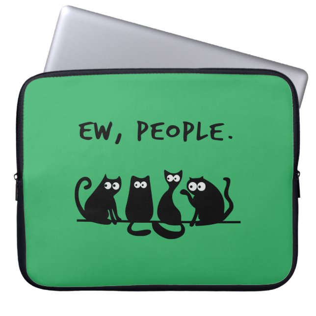 Funda Para Portátil Ew People Funny Meowy Gatos Negros (Frente)