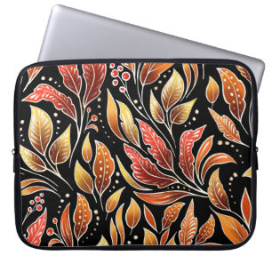 Funda Para Portátil Exótico de la Pasionaria: Vintage floral negro