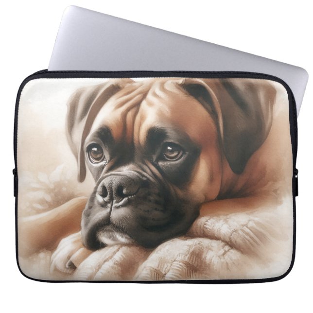 Funda Para Portátil Experto en abrazar perro boxer (Frente)
