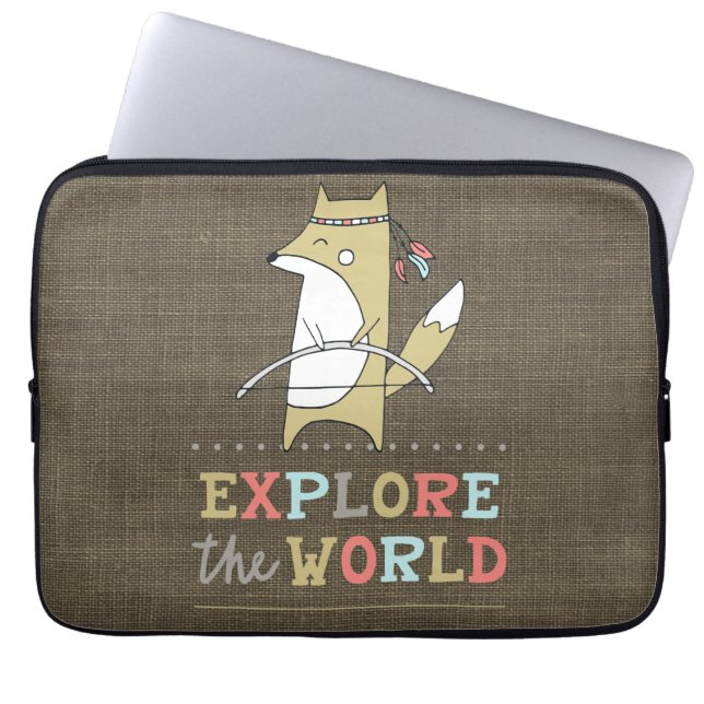 Funda Para Portátil Explore el World Boho Fox (Frente)