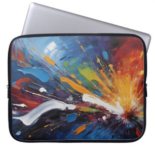 Funda Para Portátil Explosión Colorida Abstracta Enérgica Impasto