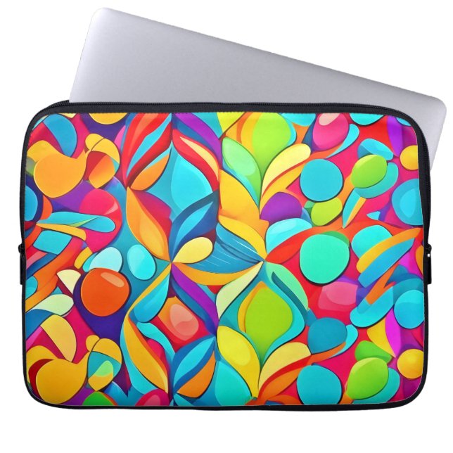 Funda Para Portátil Explosión floral abstracta vibrante (Frente)
