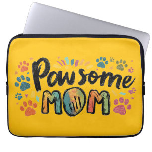 Funda Para Portátil Exquisito gráfico "Pawsome MOM" con patas colorida