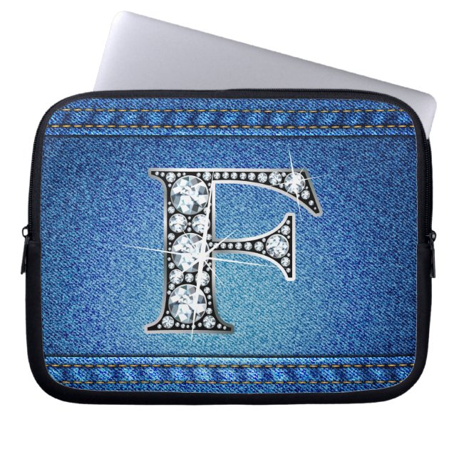 Funda Para Portátil F Faux "Diamond" Denim Stitling Electronics Bag (Frente)