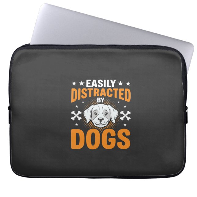 Funda Para Portátil Fácilmente Distraído Por Perros (Frente)