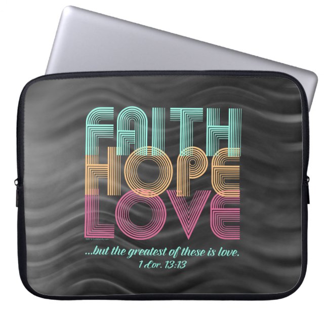 Funda Para Portátil Faith Hope Love Christian Bible Verse Retro (Frente)