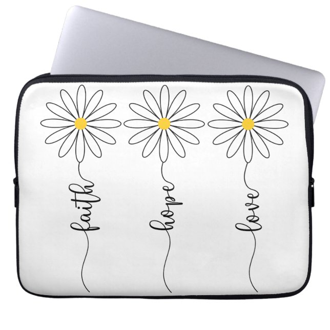 Funda Para Portátil Faith Hope Love Daisies (Frente)