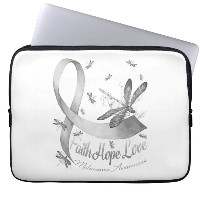 Funda Para Portátil Faith Hope Love Melanoma Awareness Dragonfly (Frente)