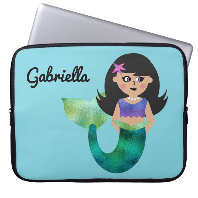 Funda Para Portátil Falsa niños personalizados sirena de moda del (Frente)