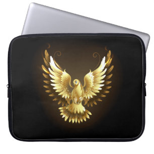 Funda Para Portátil Falsa paloma de paz del Relieve metalizado dorado 