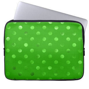 Funda Para Portátil Falso fondo metálico verde del lunar del Relieve