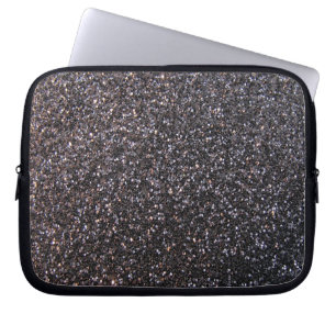 Funda Para Portátil Falso gráfico negro del purpurina