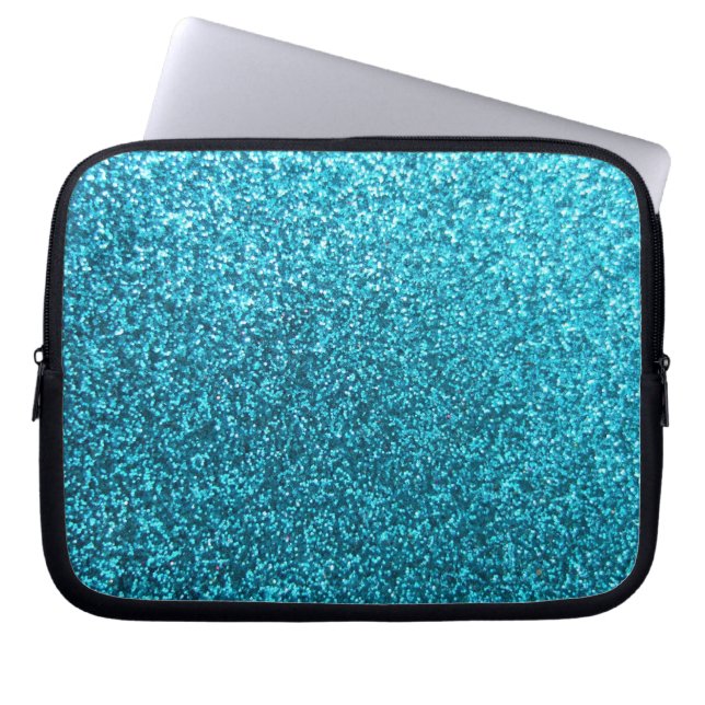Funda Para Portátil Falso purpurina azul (Frente)
