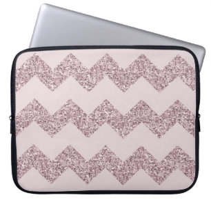 Funda Para Portátil Falso purpurina rosado de Chevron