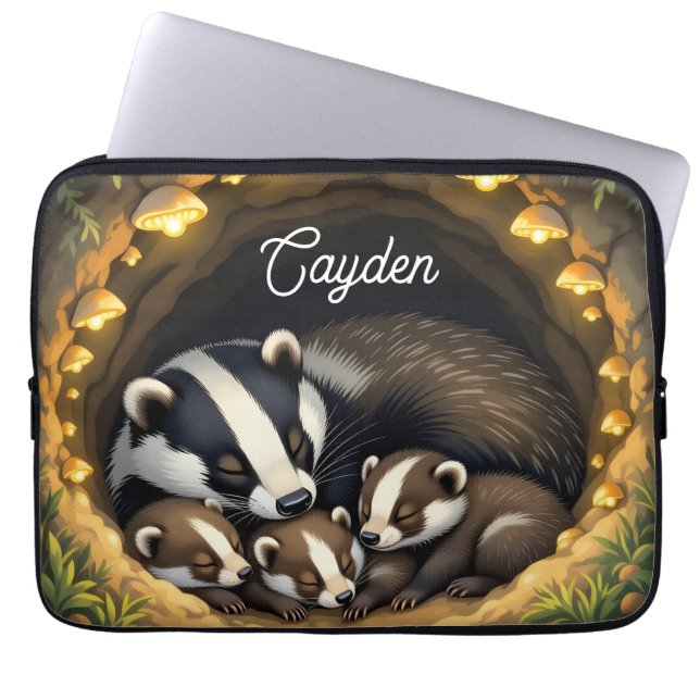 Funda Para Portátil Familia Cute Badger personalizada (Frente)