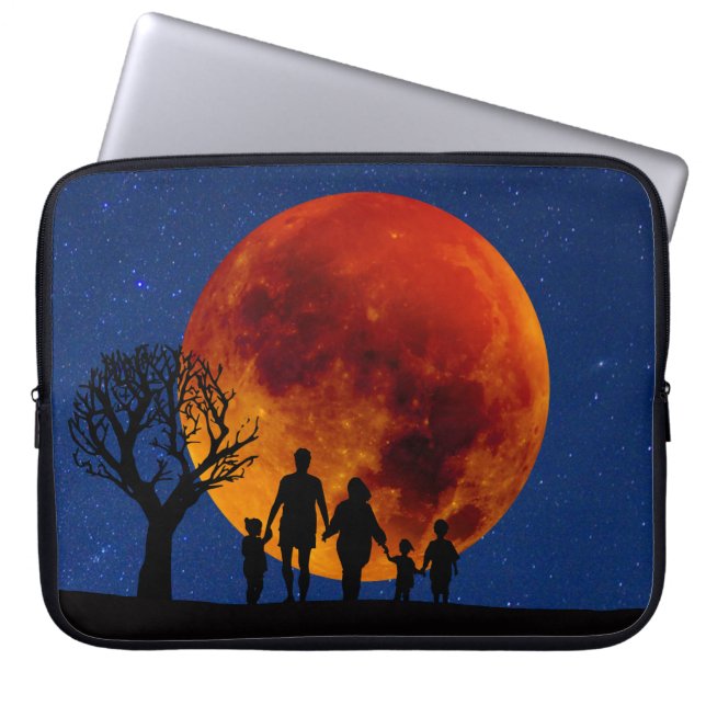 Funda Para Portátil Familia Eclipse Lunar de Luna de Sangre (Frente)