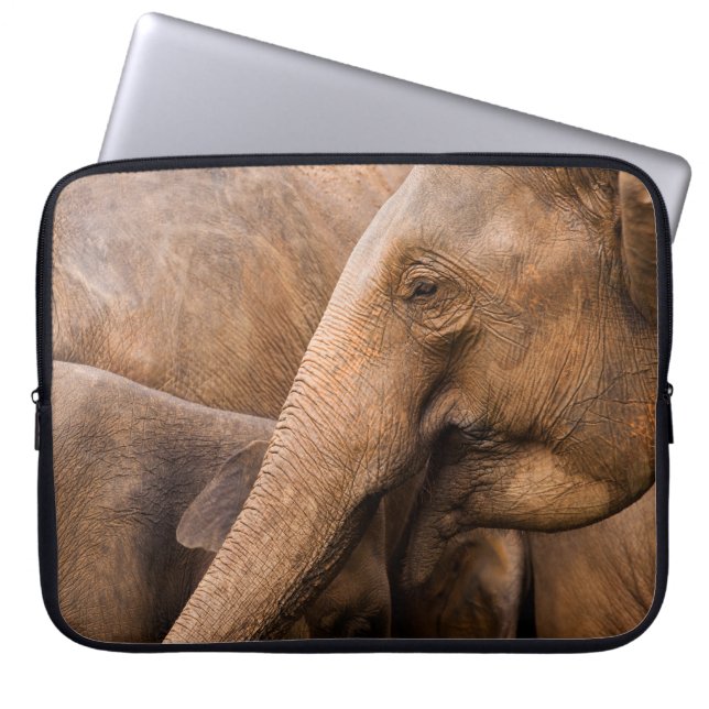 Funda Para Portátil Familia Elefante: Vida silvestre majestuosa (Frente)