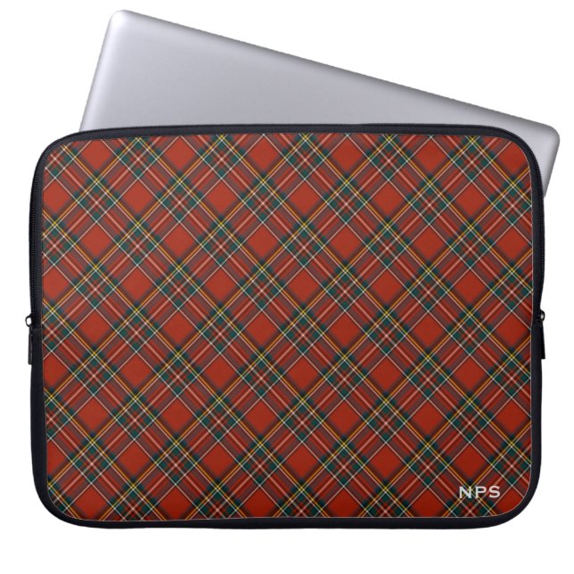 Funda Para Portátil Familia Stewart Real Tartán Red Plaid Monograma (Frente)