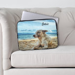 Funda Para Portátil Family Pet Photo on the Beach<br><div class="desc">Family Pet Photo on the Beach Laptop Case. Can't take your dog to work? Well now you can! Have your adorable pet with you always and show her off to your co-workers. Your dogs favorite place is on the beach where they can run forever. Easily edit photo and name. Make...</div>