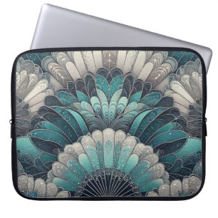Funda Para Portátil Fans de Art Nouveau Blue and Silver