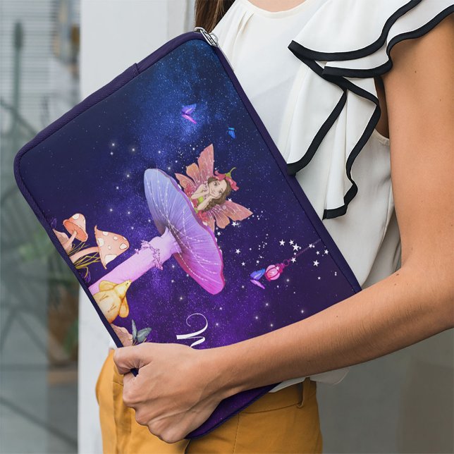 Funda Para Portátil Fantasía de hongos Monograma Hada mágica encantada (Subido por el creador)